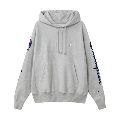 Champion Grey Script Logo Hoodie Loose Fit Unisex Kirin Arm Style (US Version) GF68-Y07985-1LC