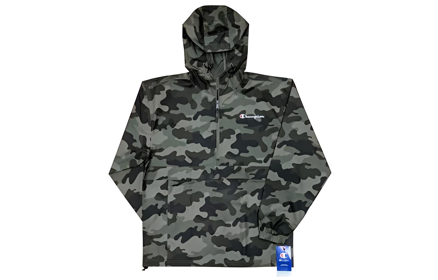 Champion Half-Zip Embroidered Logo Script Jacket Unisex Green Camo (US Version) V1012P-549369-AX7F