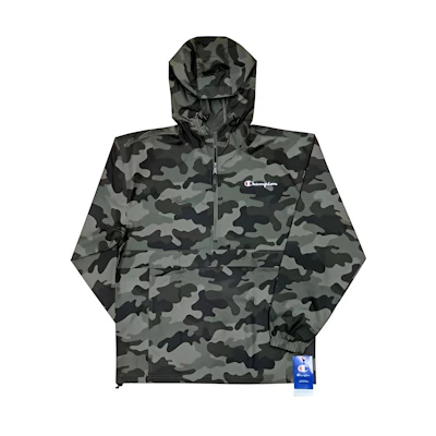 Champion Half-Zip Embroidered Logo Script Jacket Unisex Green Camo (US Version) V1012P-549369-AX7F