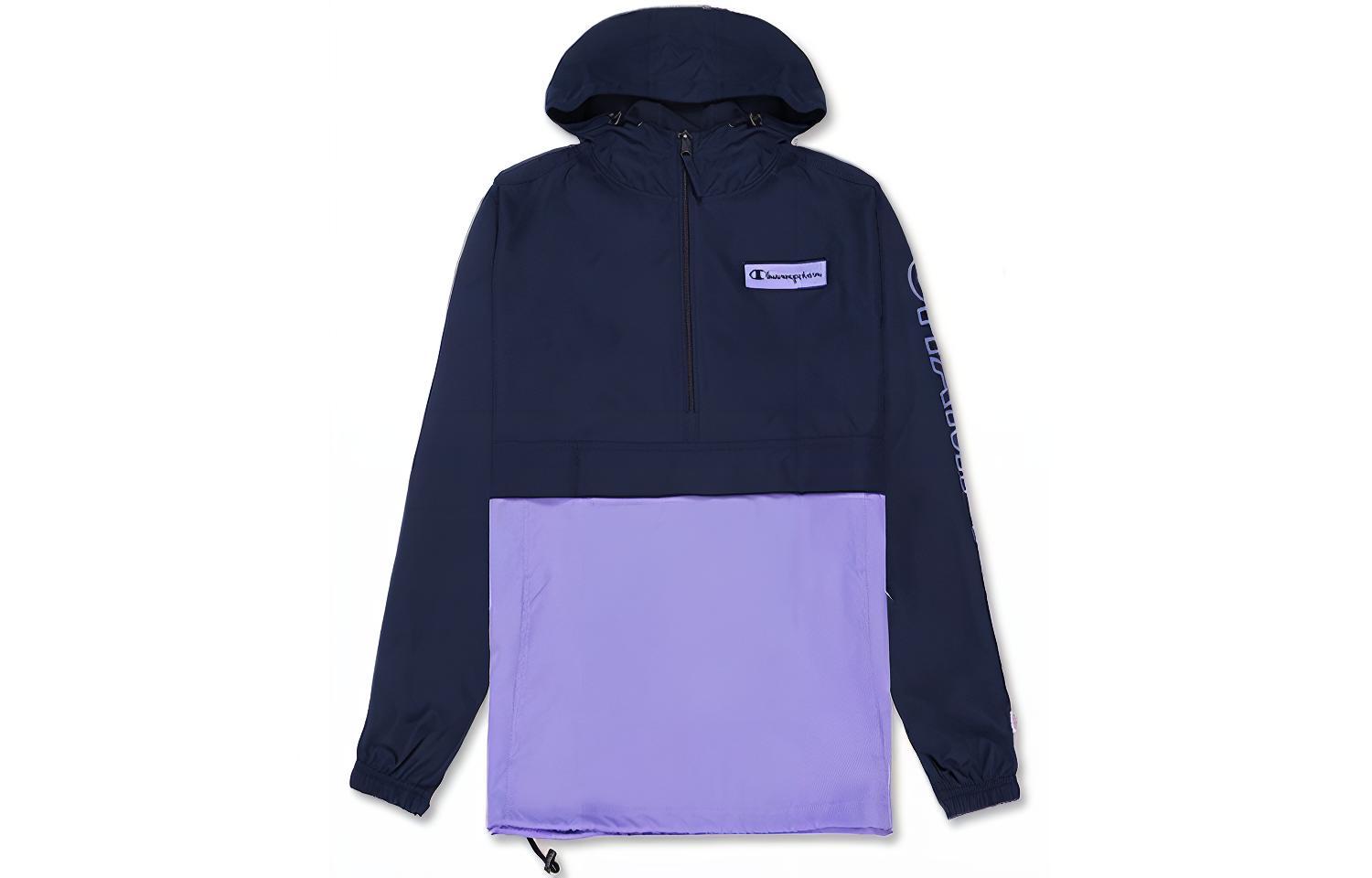 Champion Half-Zip Pullover Jacket Navy/Purple Unisex with Chest Logo Print V1016-586323-ASGG