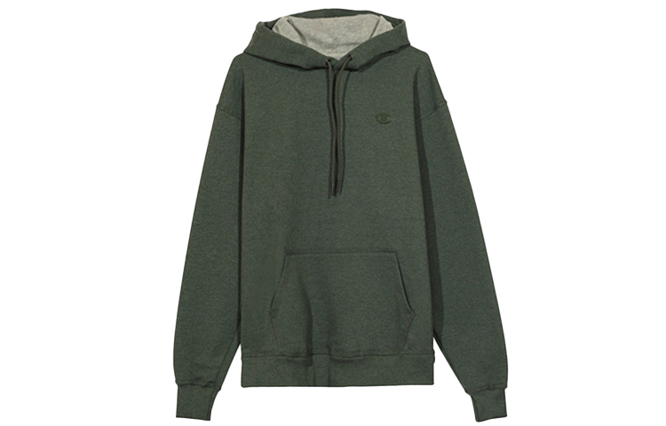 Champion Hoodie Embroidered Fleece Winter Unisex Gray-Green Pullover S0889-407D55-8A3