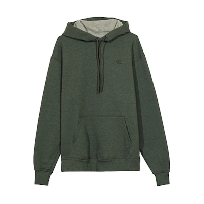 Champion Hoodie Embroidered Fleece Winter Unisex Gray-Green Pullover S0889-407D55-8A3