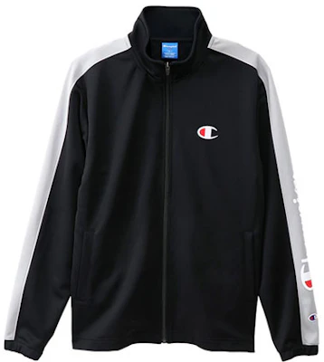 Champion Japan Side Sleeve Script Logo Zip Jacket Unisex Black Grey. C3-MSE01-BLACK Buy Champion Japan Side Sleeve Script Logo Zip Jacket Unisex Black Grey. C3-MSE01-BLACK