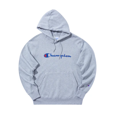 Champion Japanese Kanji Print Pullover Hoodie Unisex Grey C3-Q107-M302