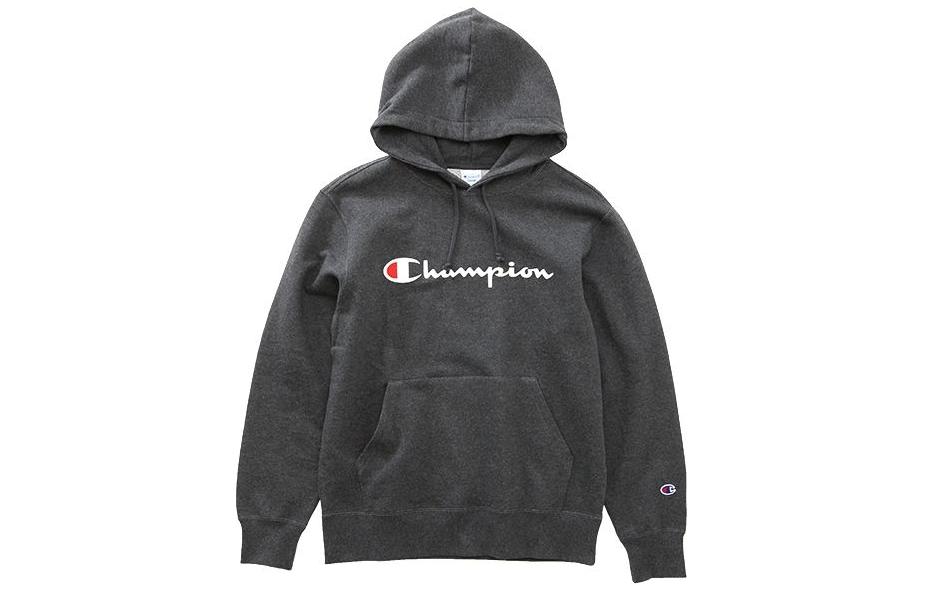Champion Japanese Script Hoodie Pullover Unisex Dark Grey Couple Style C3-J117-089