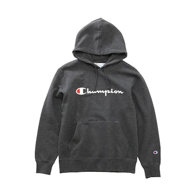Champion Japanese Script Hoodie Pullover Unisex Dark Grey Couple Style C3-J117-089