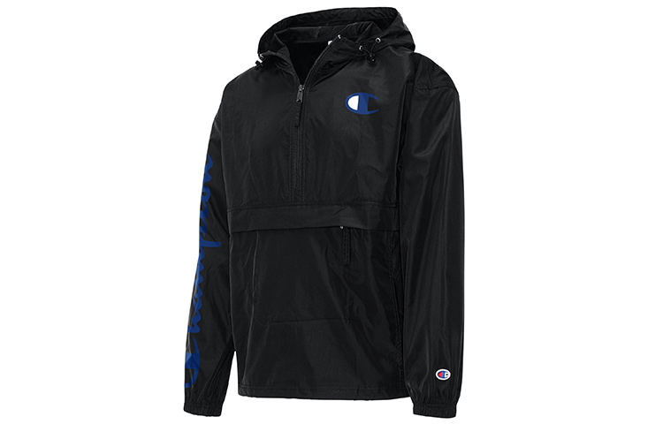 Champion Kirin Arm Half-Zip Hoodie with Large C Logo Print Black (Unisex, US Version) V1012-550743-003