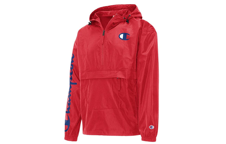 Champion Kirin Arm Half-Zip Jacket Red Unisex with Cursive Big C Print V1012-550743-040