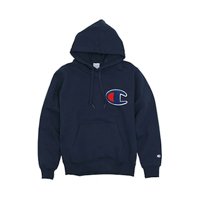 Champion Large Logo Fleece Hoodie Pullover Japanese Edition Unisex Blue C3-E127-01