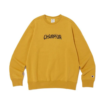 Champion Letter Crewneck Oversized Sweatshirt Unisex Regular Yellow CKTS3F326Y2