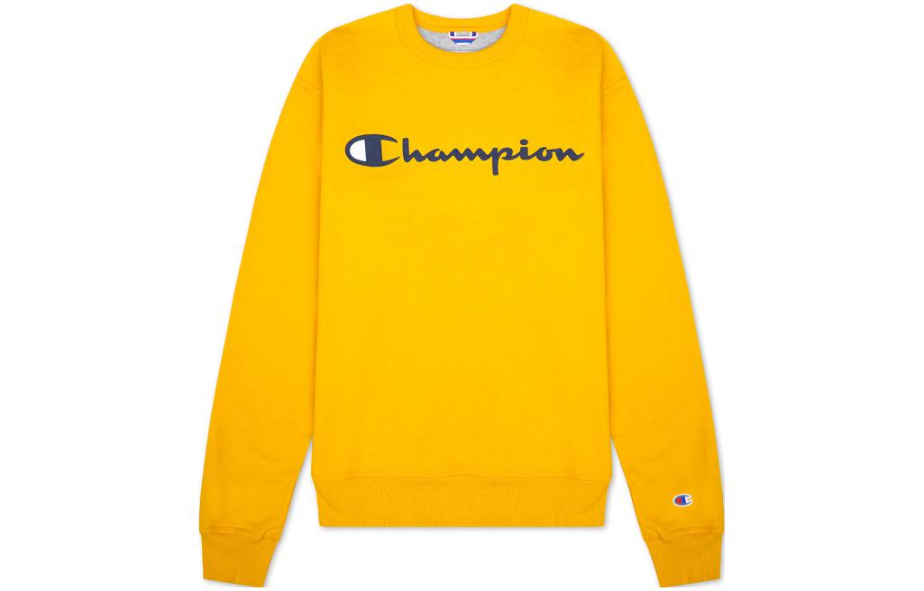 Champion Letter Logo Yellow Crewneck Long Sleeve Sweatshirt for Men GF88H-Y07718-ANCM