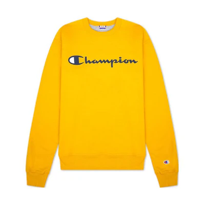 Champion Letter Logo Yellow Crewneck Long Sleeve Sweatshirt for Men GF88H-Y07718-ANCM