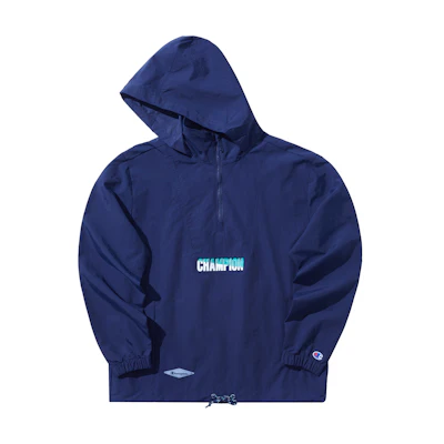 Champion Letter Print Half-Zip Sweatshirt Unisex Navy UM-UOT12