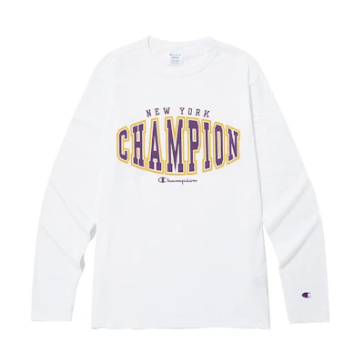 Champion Letter Print Loose Pullover Crewneck Sweatshirt for Men CKTS3F214WT