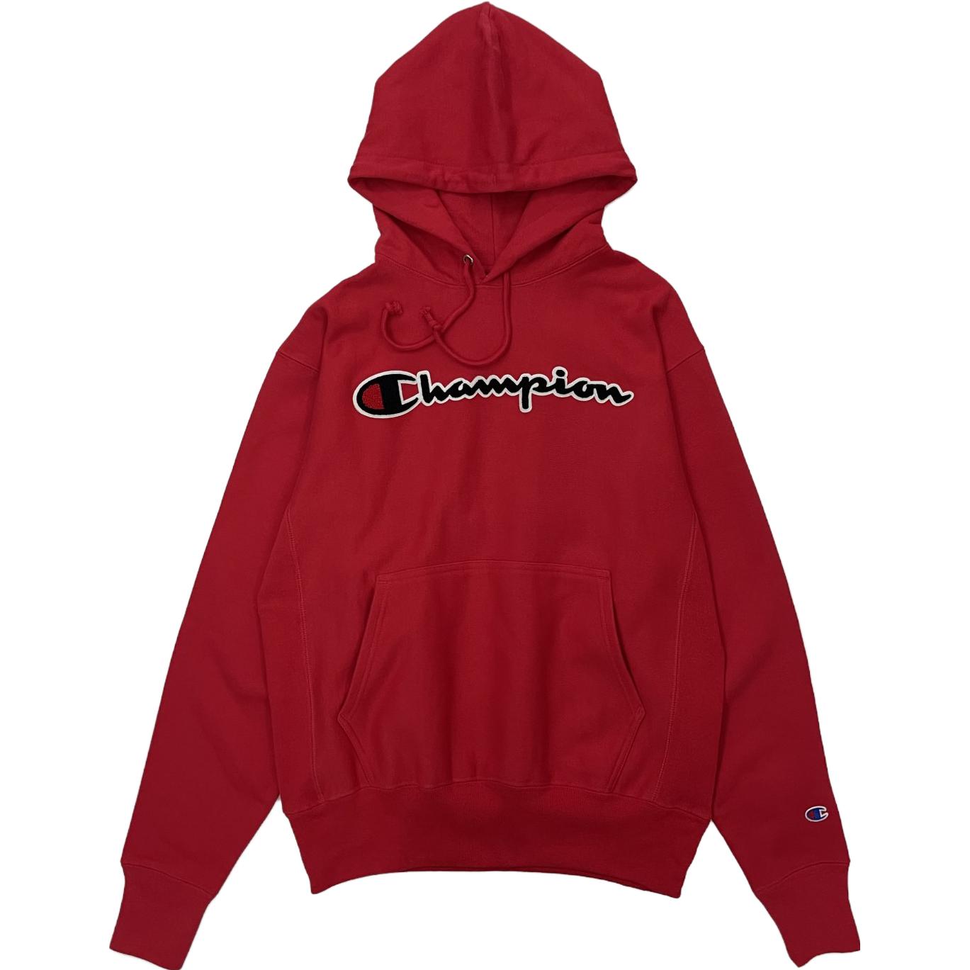 Champion Letter Print Pullover Hoodie Unisex Red GF68-Y07470-2WC“改1”