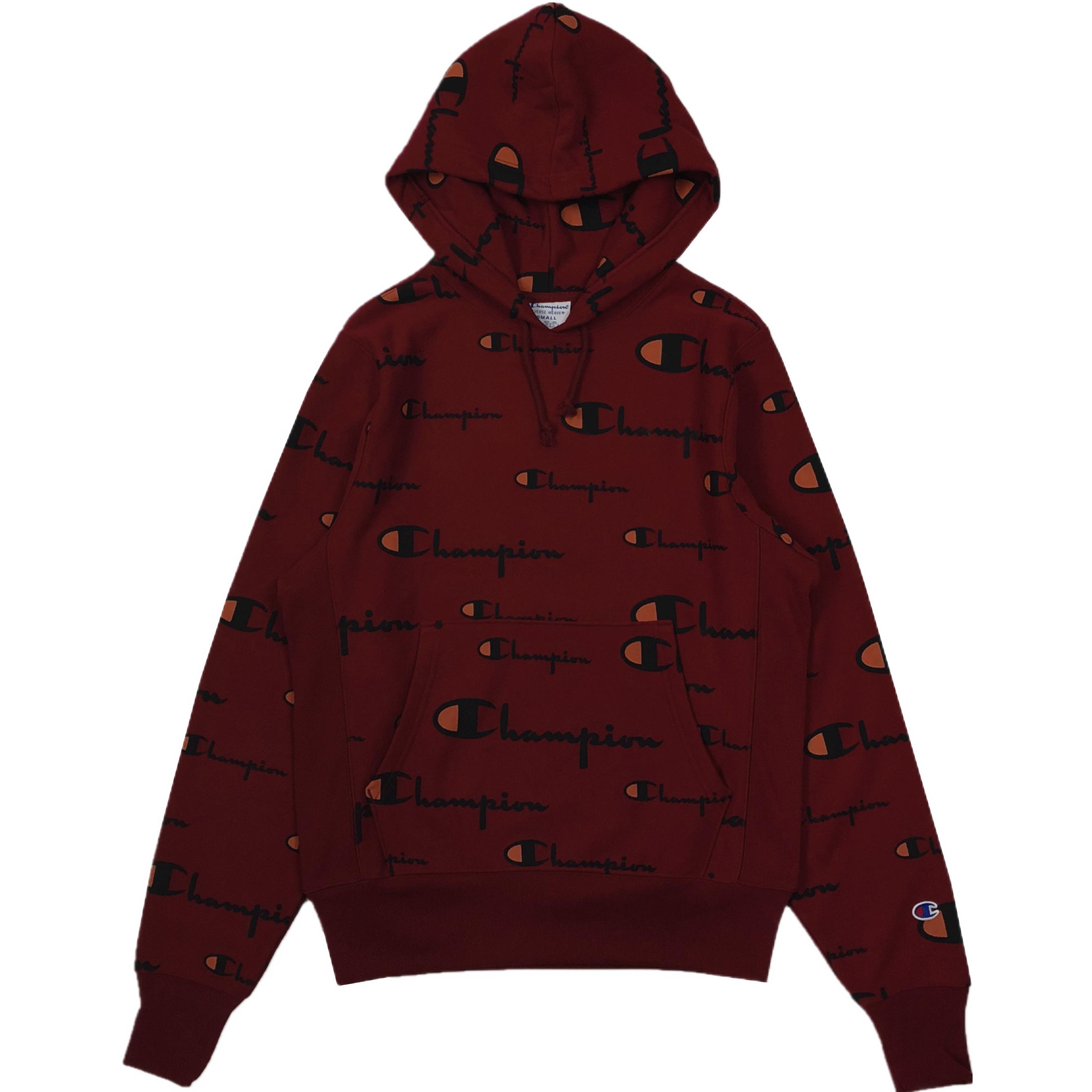 Champion Life Premium Logo Print Fleece Hoodie Cherry Red Unisex Winter Edition S2974-8T+