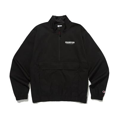 Champion Logo Colorblock Half-Zip Adjustable Hem Sweatshirt Unisex Black CKJA4F111BK