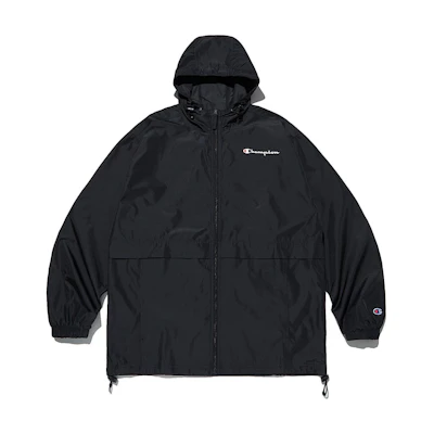 Champion Logo Elastic Cuff Hooded Zip Jacket Unisex - Black CKJA4F010BK