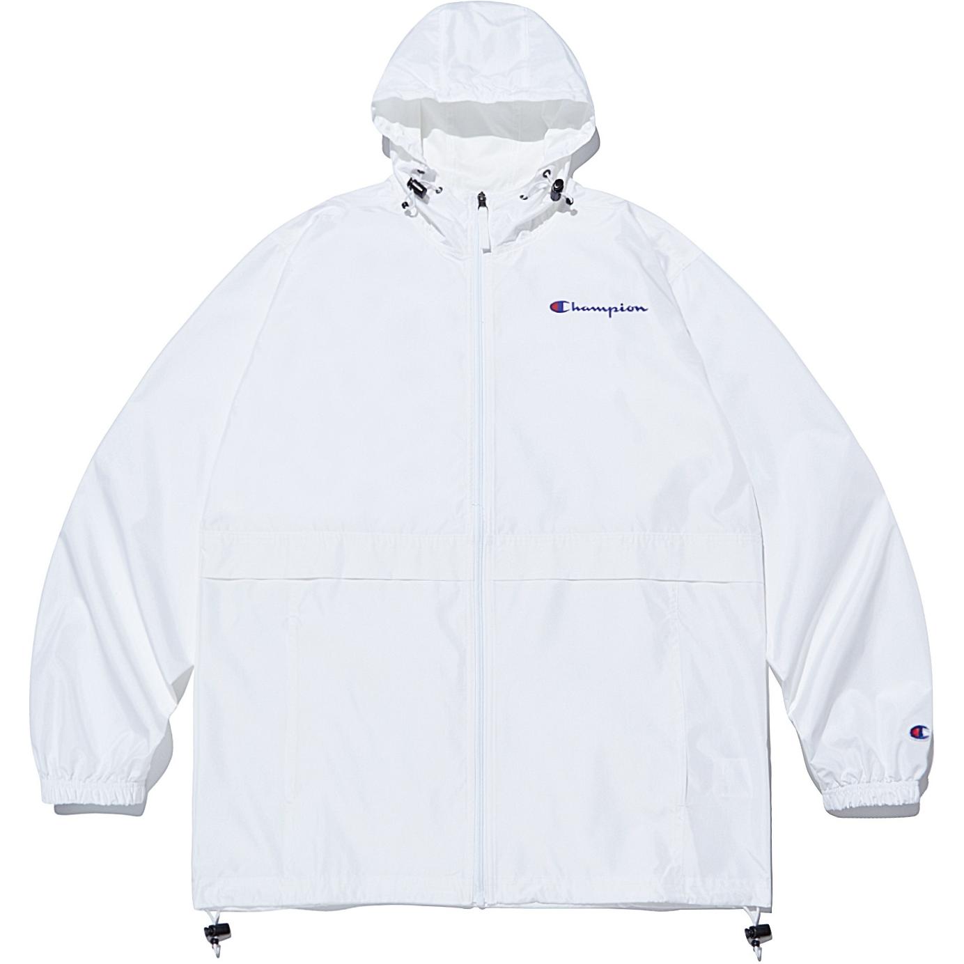Champion Logo Elastic Cuff Zip-Up Hoodie Jacket Unisex White CKJA4F010WT