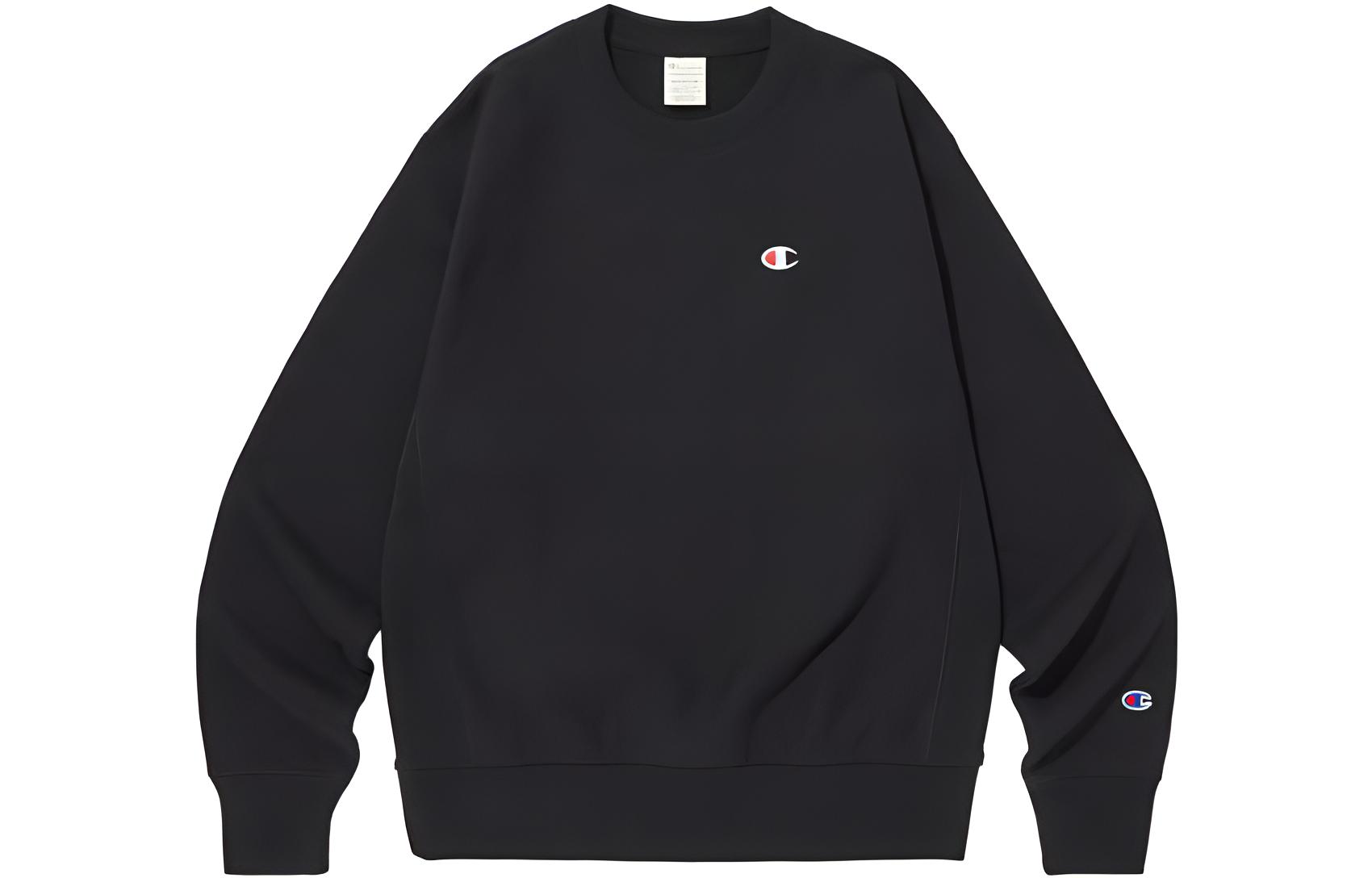 Champion Logo Embroidered Fleece Crewneck Pullover Sweatshirt Black CKTS3F307BK
