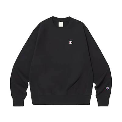 Champion Logo Embroidered Fleece Crewneck Pullover Sweatshirt Black CKTS3F307BK