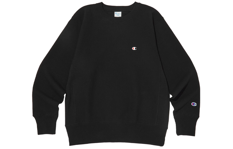 Champion Logo Embroidered Fleece Crewneck Sweatshirt Black CKTS3F306BK
