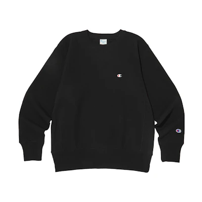 Champion Logo Embroidered Fleece Crewneck Sweatshirt Black CKTS3F306BK