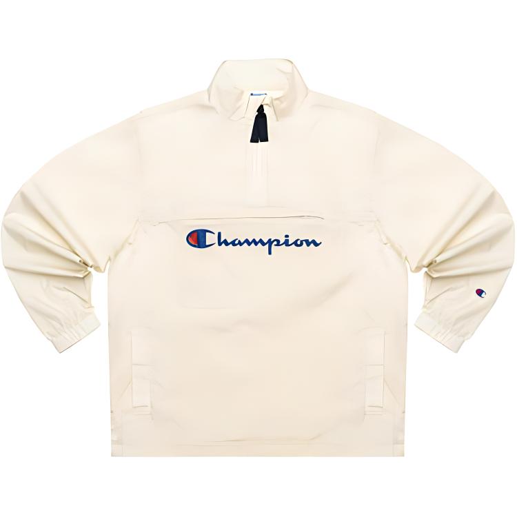 Champion Logo Embroidered Half-Zip Jacket Unisex Couple Style Off-White C3-126854