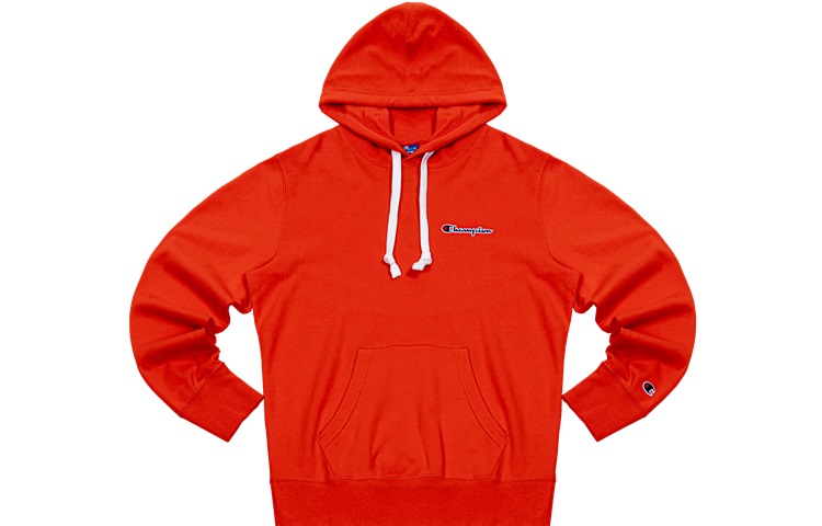 Champion Logo Embroidered Pullover Hoodie Orange Unisex Couples Style EM-SSW02-M406