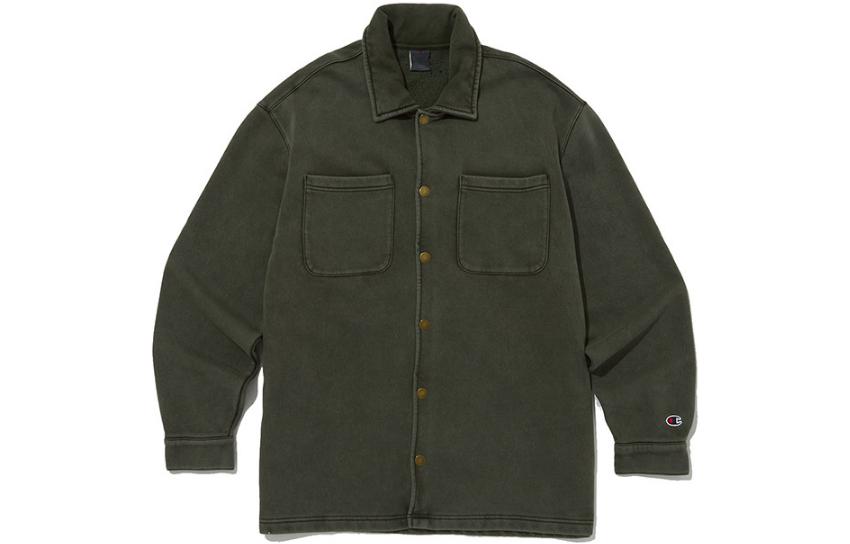Champion Logo Graphic Print Single-Breasted Jacket Khaki - CKJA3F310K2