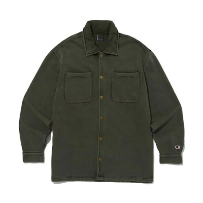 Champion Logo Graphic Print Single-Breasted Jacket Khaki - CKJA3F310K2