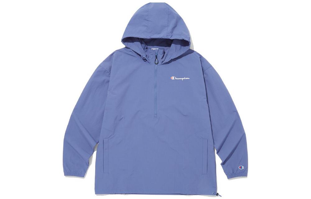 Champion Logo Half-Zip Pullover Jacket Blue - CKJA3F001B2