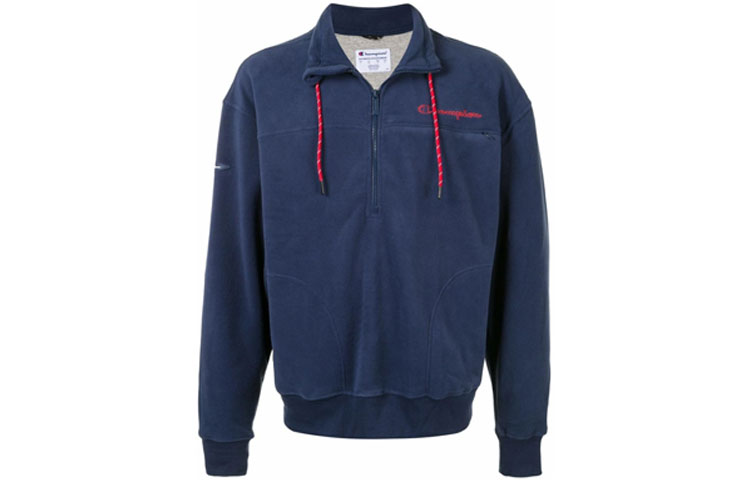 Champion Logo High Neck Drawstring Zip Hoodie Jacket Blue ( US Version) S7411-586162-Z0Q