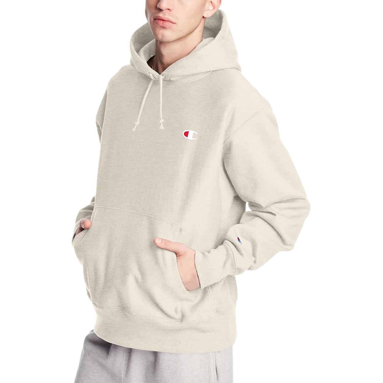 Champion Logo Hoodie Beige Long Sleeve Sweatshirt GF68-Y06145-K74