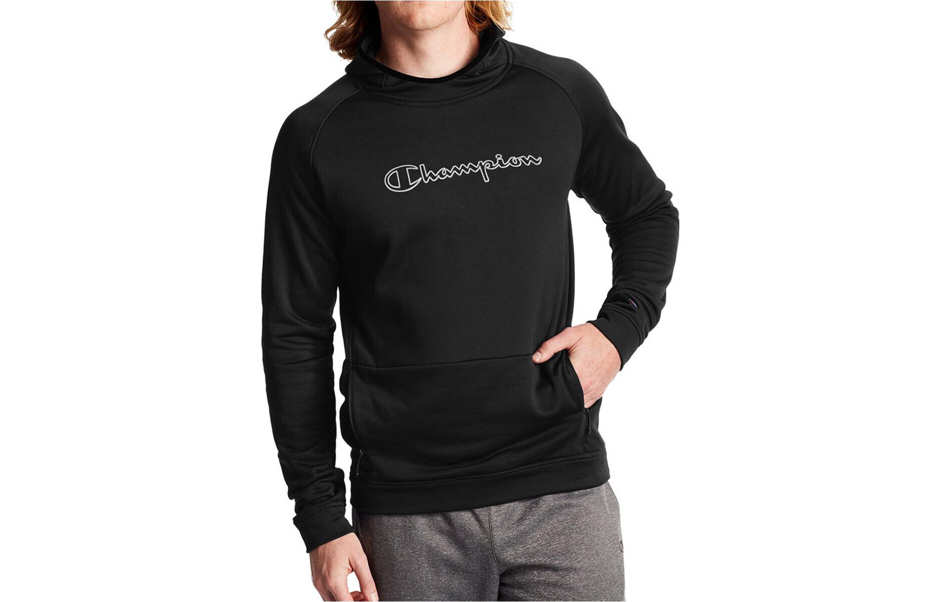 Champion Logo Hoodie Pullover Black Long Sleeve S6020550744