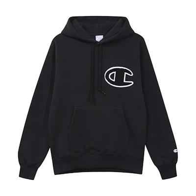 Champion Logo Loose Fit Fleece Pullover Hoodie Japan Edition Black - C3-L119-090