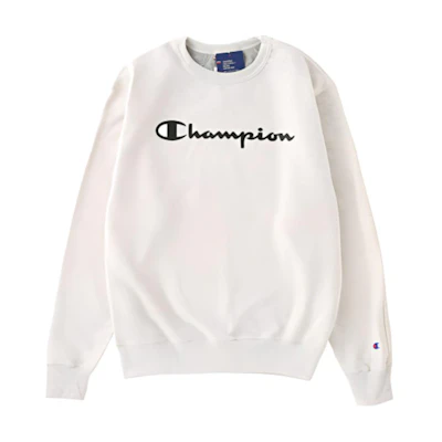 Champion Logo Print Crewneck Long Sleeve Sweatshirt Unisex Oatmeal Color GF88H-Y07718-K74