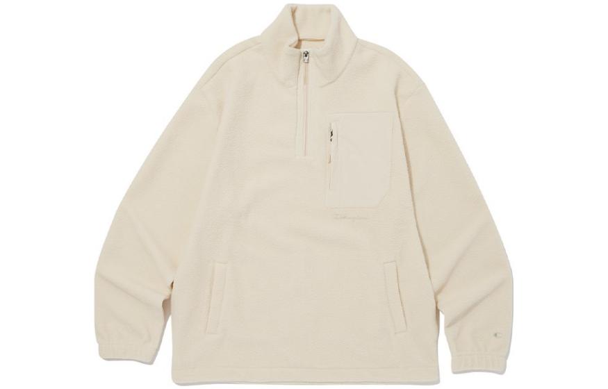 Champion Logo Print Half-Zip High Collar Sweatshirt Beige () CKTS3F832I1