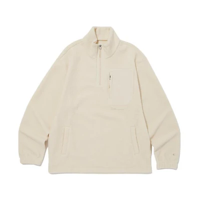 Champion Logo Print Half-Zip High Collar Sweatshirt Beige () CKTS3F832I1