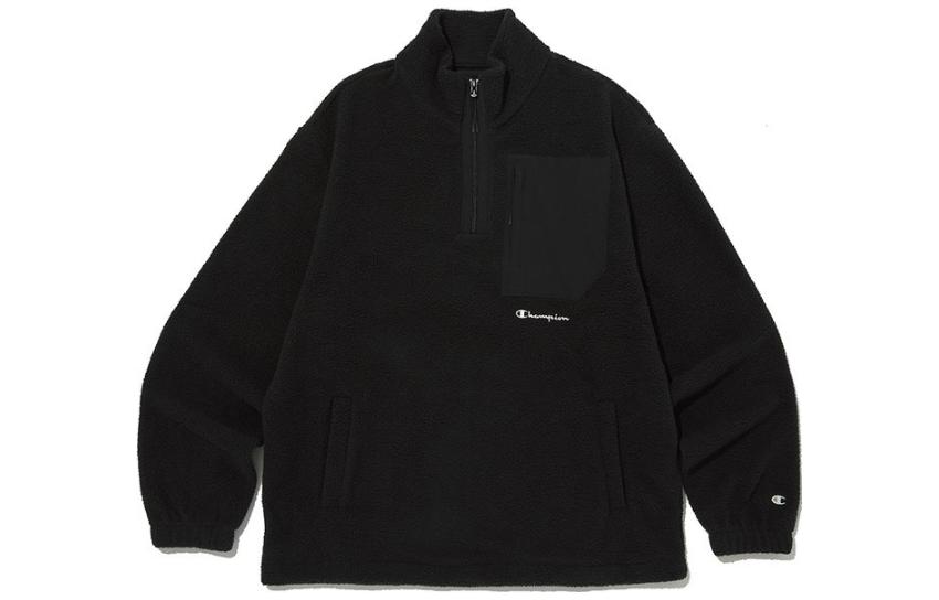 Champion Logo Print Half-Zip High Neck Sweatshirt Black () CKTS3F832BK
