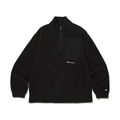 Champion Logo Print Half-Zip High Neck Sweatshirt Black () CKTS3F832BK