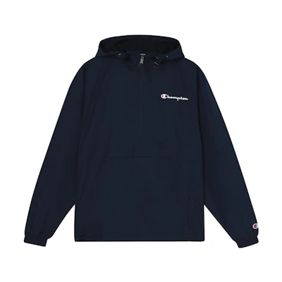 Champion Logo Print Half-Zip Hoodie Jacket Unisex Navy Blue V1012-549369-031