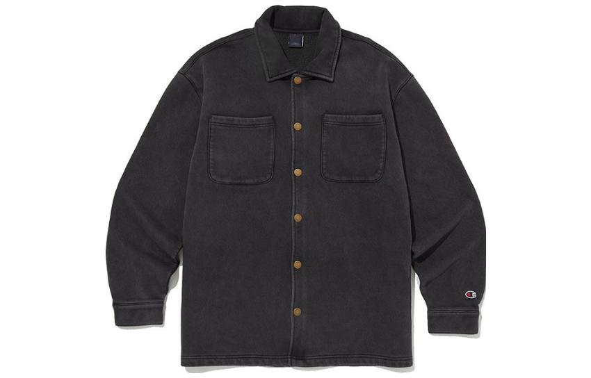 Champion Logo Print Solid Single-Breasted Collar Jacket Black CKJA3F310BK