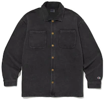 Champion Logo Print Solid Single-Breasted Collar Jacket Black CKJA3F310BK Champion Logo Print Solid Single-Breasted Collar Jacket Black CKJA3F310BK