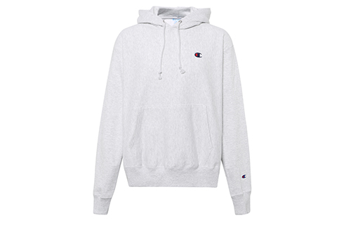 Champion Logo Silver Gray Fleece Pullover Hoodie for Men - Loose Fit US Version GF68-Y06145-21