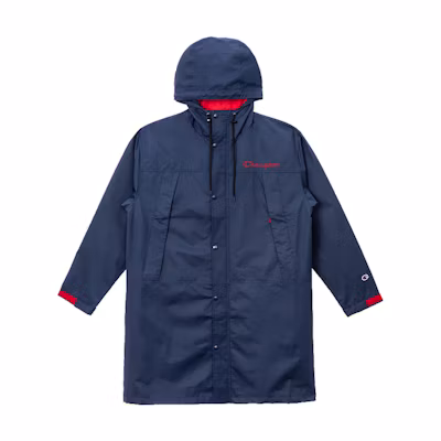 Champion Logo Two-Tone Long Hooded Jacket Navy (Japan Edition) Unisex C3-R602-C370