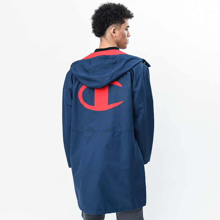 Purchase Champion Logo Two-Tone Long Hooded Jacket Navy (Japan Edition) Unisex C3-R602-C370