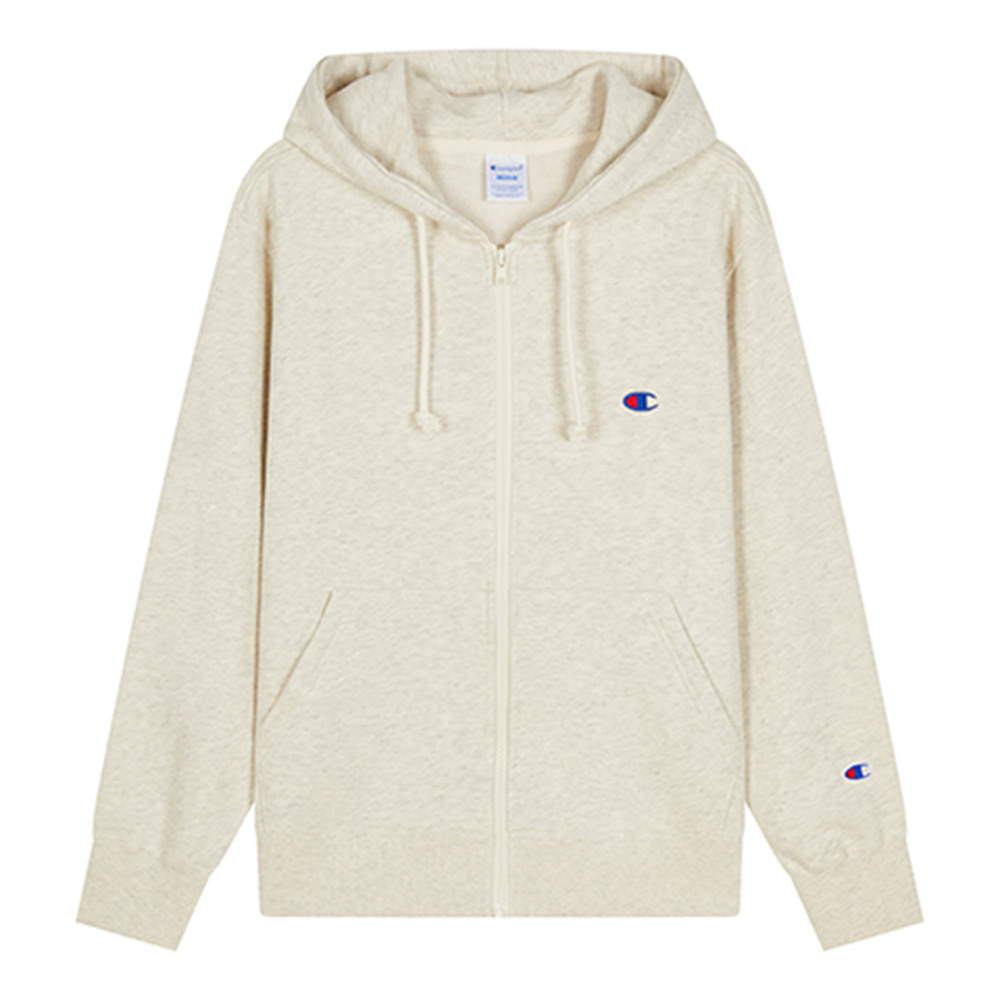 Champion Logo Zip Hoodie Oatmeal - Stylish, Comfortable, Classic Unisex Casualwear C3-Q103-810