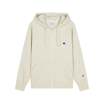 Champion Logo Zip Hoodie Oatmeal - Stylish, Comfortable, Classic Unisex Casualwear C3-Q103-810