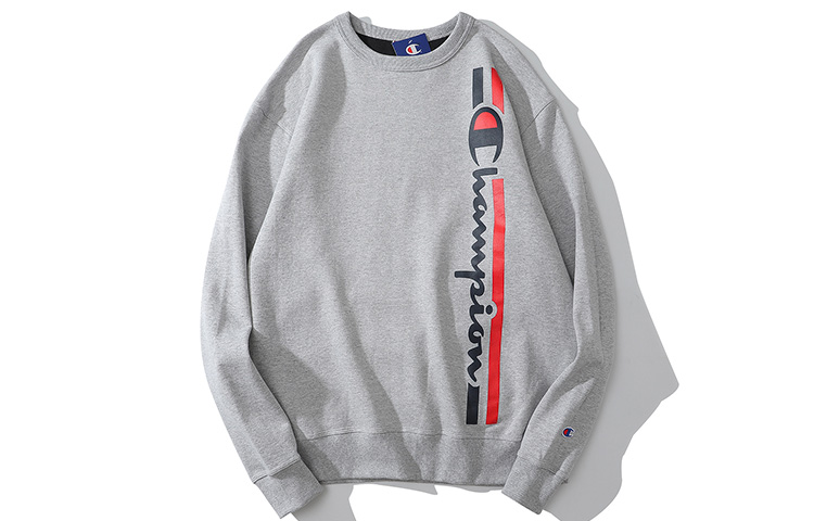 Champion Loose Fit Crewneck Sweatshirt with Script Logo Print Light Gray Unisex GF88H-Y07973-1IC